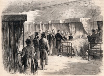 Hotel Dieu, Paris, France: Napoleon III visiting the sufferers of cholera in 1865 by French School